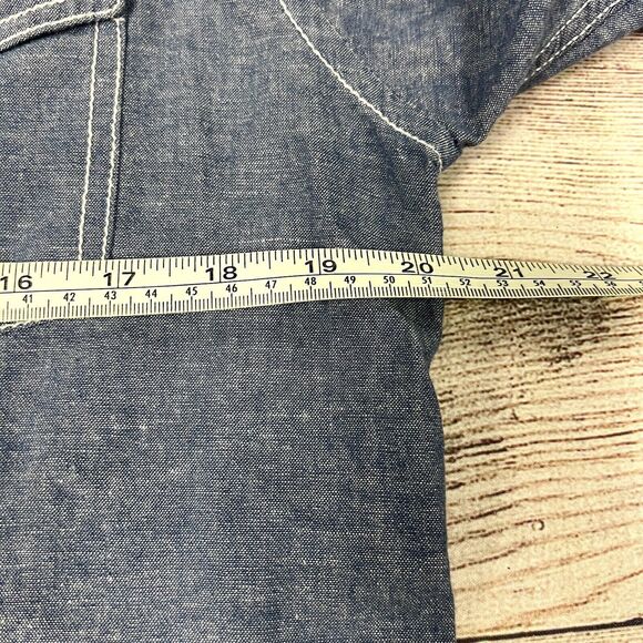 Burkman Bros Denim Chambray Long Sleeve Button Down Shirt Size M Linen Blend - Picture 8 of 9